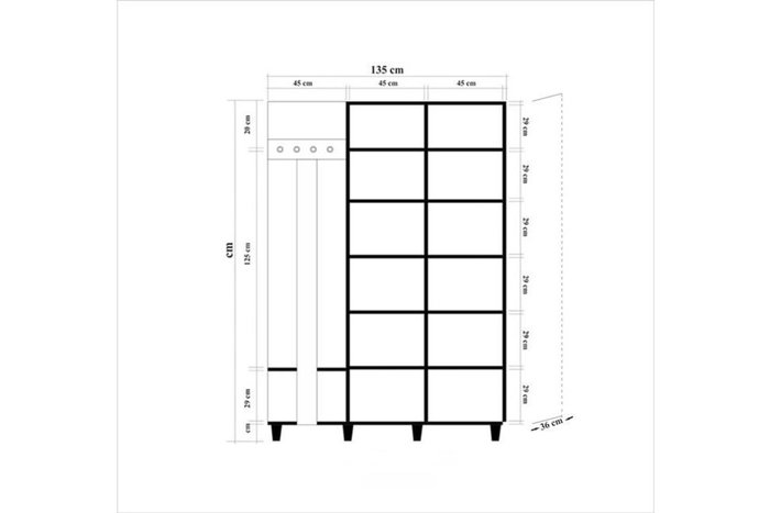 Hanah Home 135-729 Expositor Recibidor Roble Sonoma 135x194x36 cm Tablero Partículas Melamina
